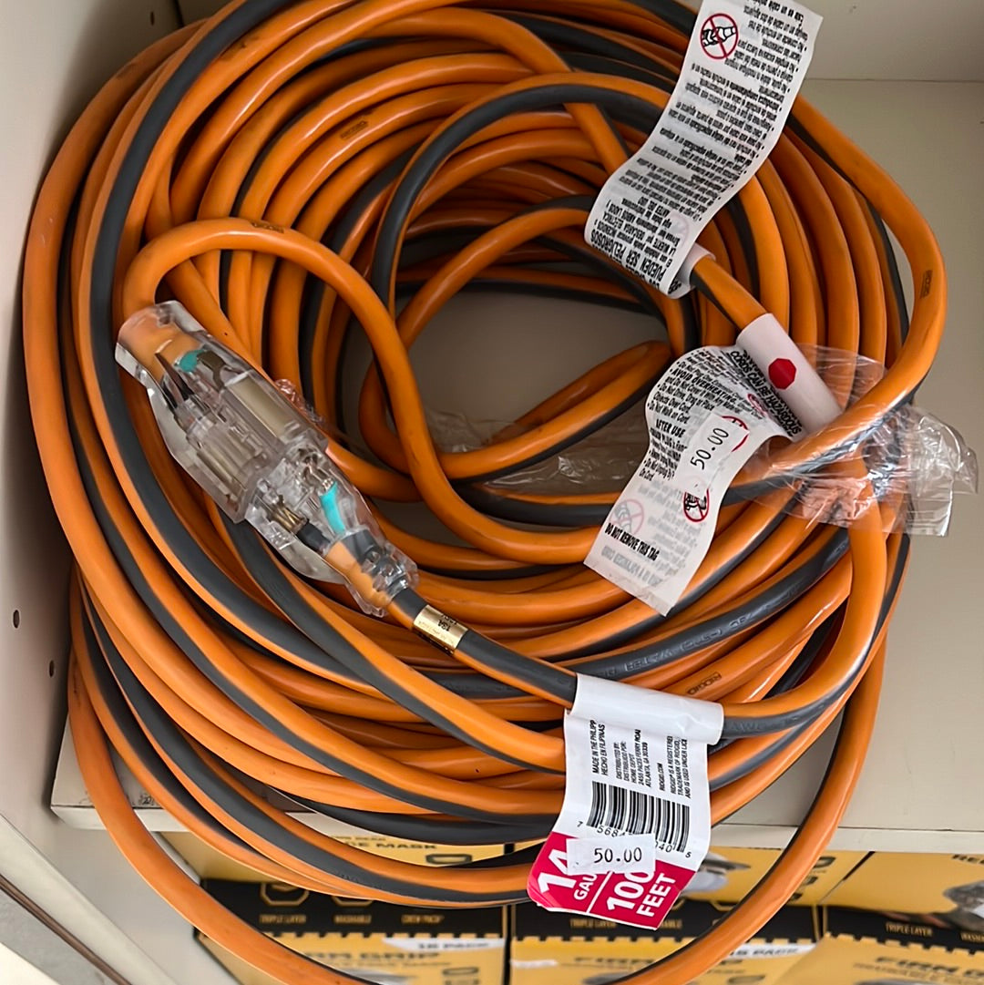 Rigid 100ft 14 gauge extension cord